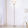 Hastings Home Hastings Home Torchiere Floor Lamp Metal Base and Marbleized Glass with LED Bulb (Brushed Silver) 187809DXW